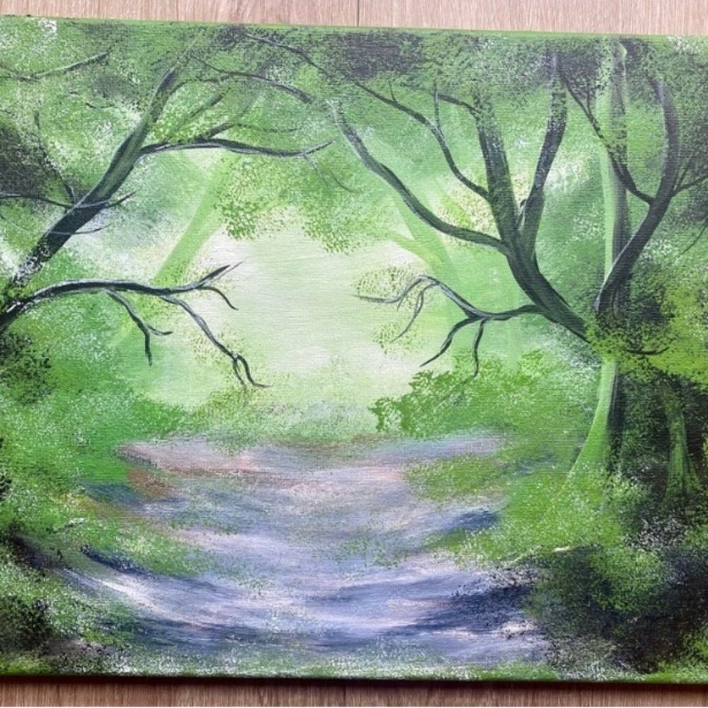 Forest path landscape painting